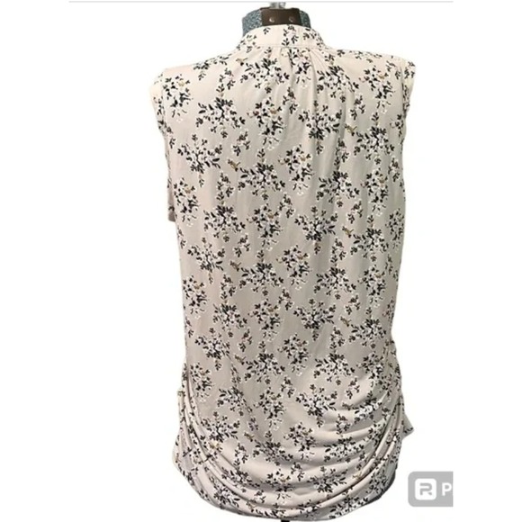 Jesse and J Maternity Blouse Grey Floral Stretch Ruched Pullover Top‎ M - Picture 2 of 8